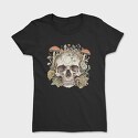 Skull With Mushrooms and Flowers, Tricou Femei