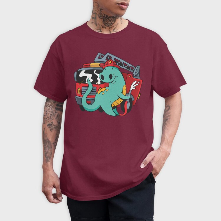 Firefighter Dinosaur, Tricou Barbati (Unisex)