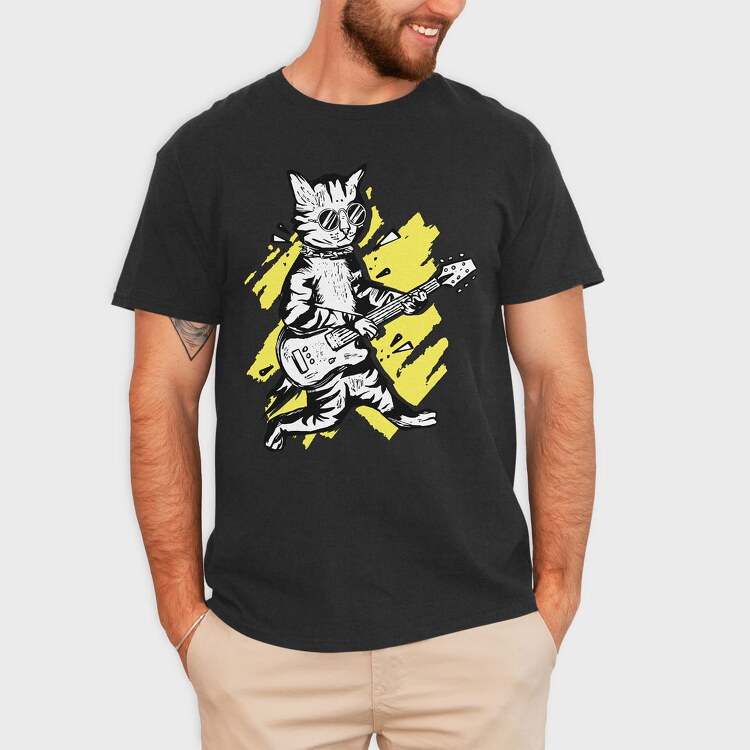 Cat Guitar, Tricou Barbati (Unisex)
