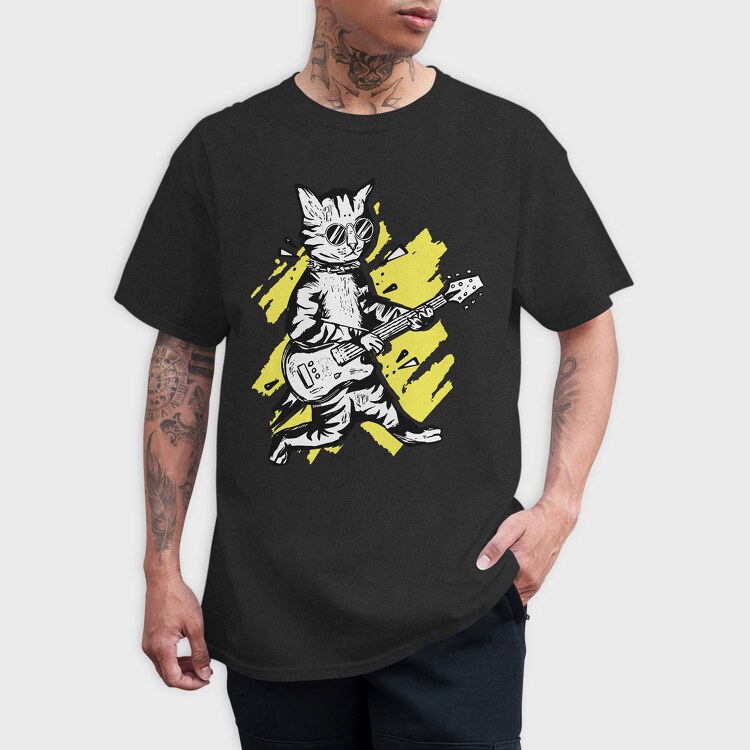 Cat Guitar, Tricou Barbati (Unisex)