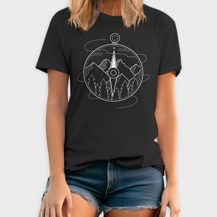 Monochrome Compass, Tricou Barbati (Unisex)