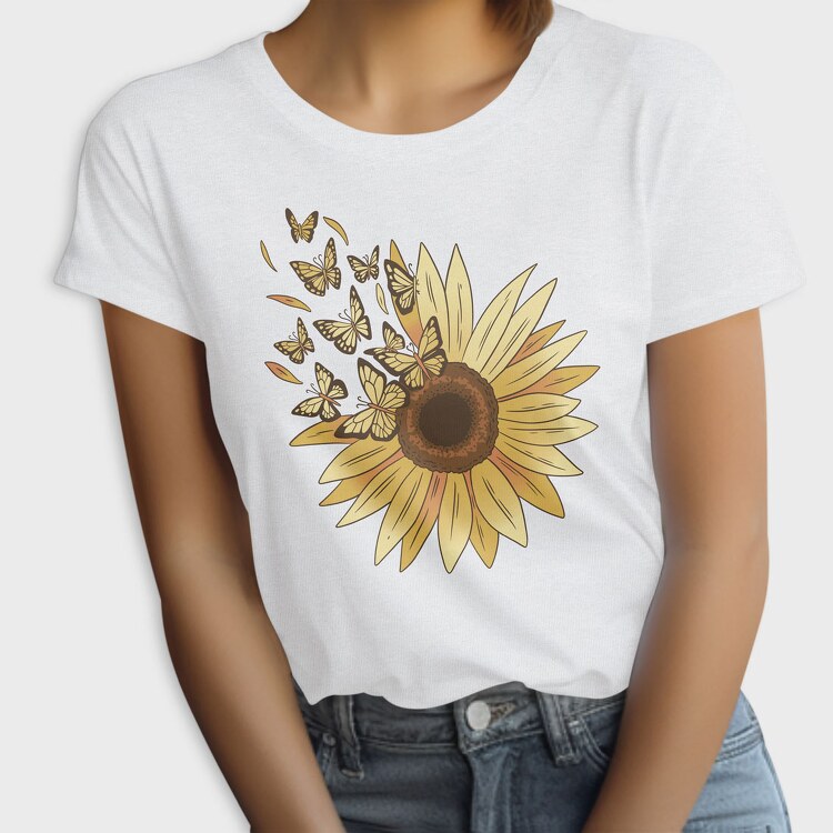 Sunflower and Butterflies, Tricou Femei