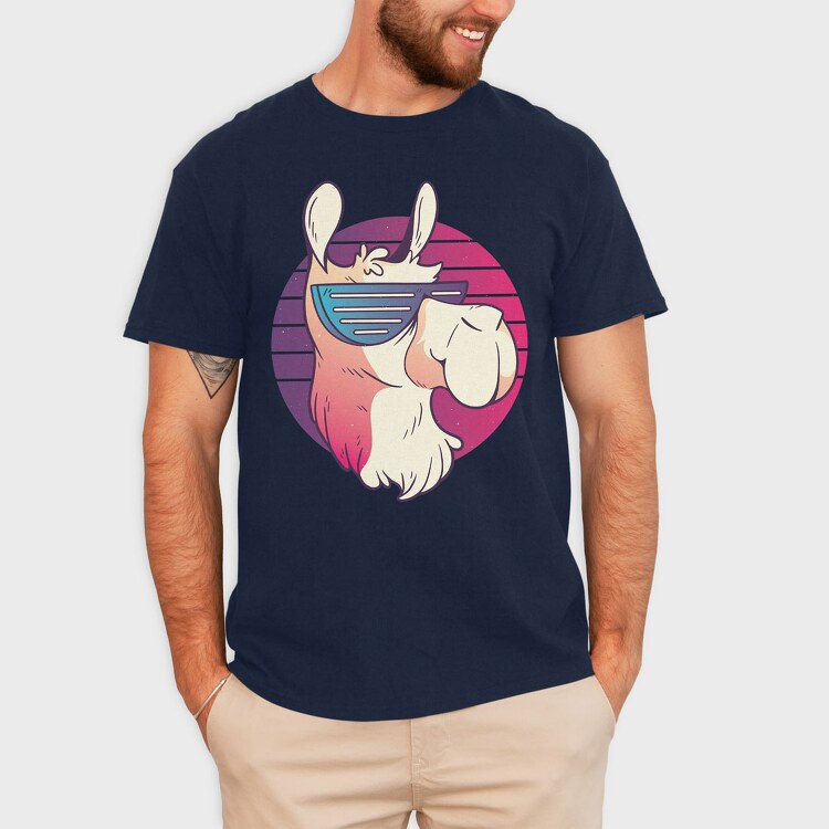 Llama Sunglasses Retro, Tricou Barbati (Unisex)
