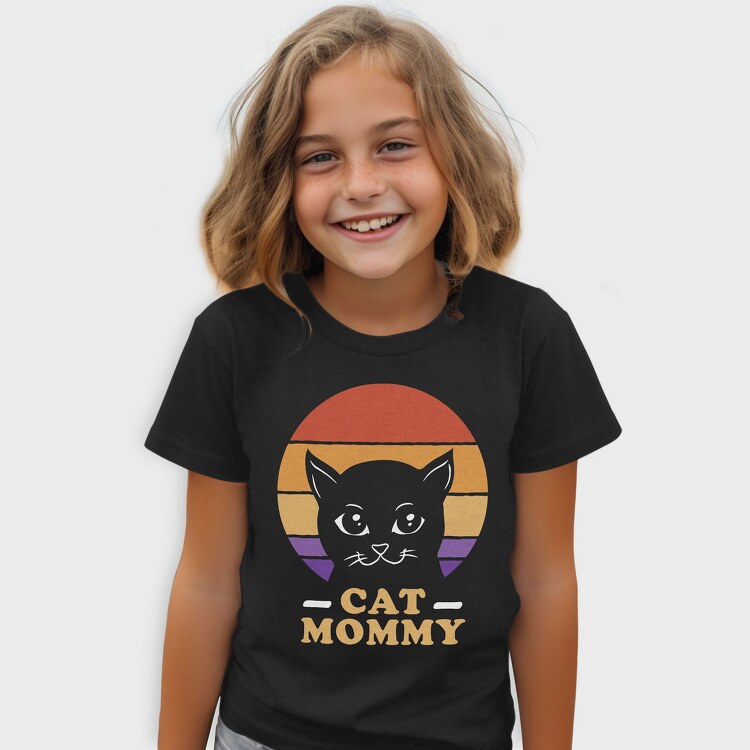 Cat Mommy Retro Sunset, Tricou Copii