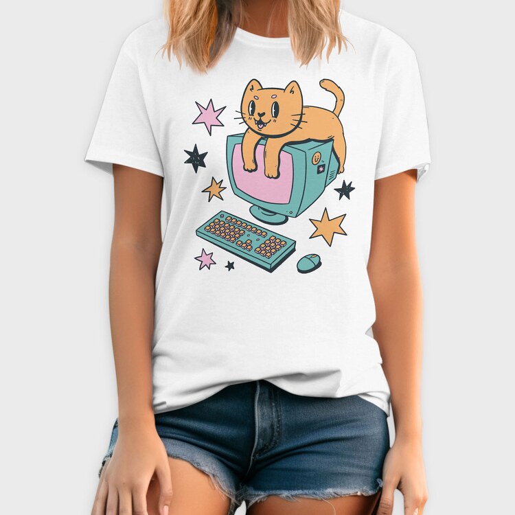 Computer Cat, Tricou Barbati (Unisex)