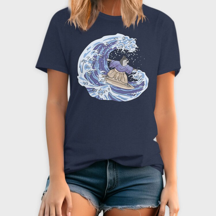 Cat Surfing Japanese Wave, Tricou Barbati (Unisex)