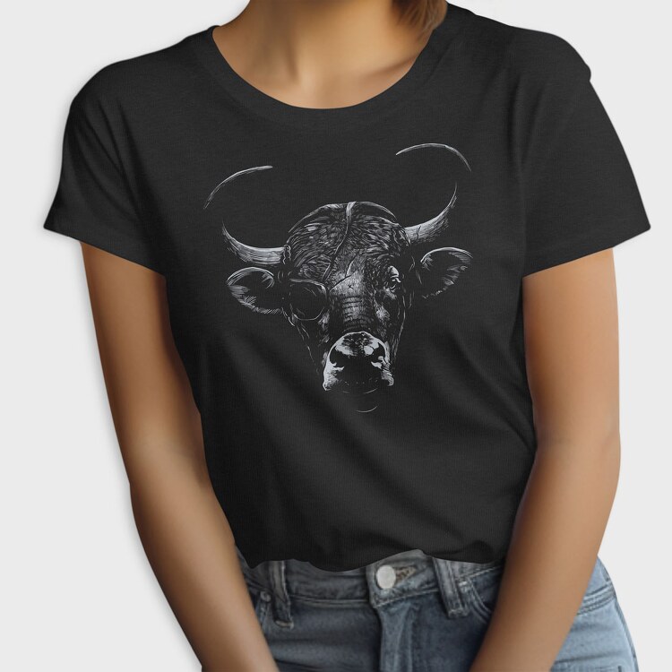 Eyepatch Bull Portrait, Tricou Femei