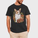 Corgi Dog Red Flowers, Tricou Barbati (Unisex)