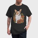 Corgi Dog Red Flowers, Tricou Barbati (Unisex)