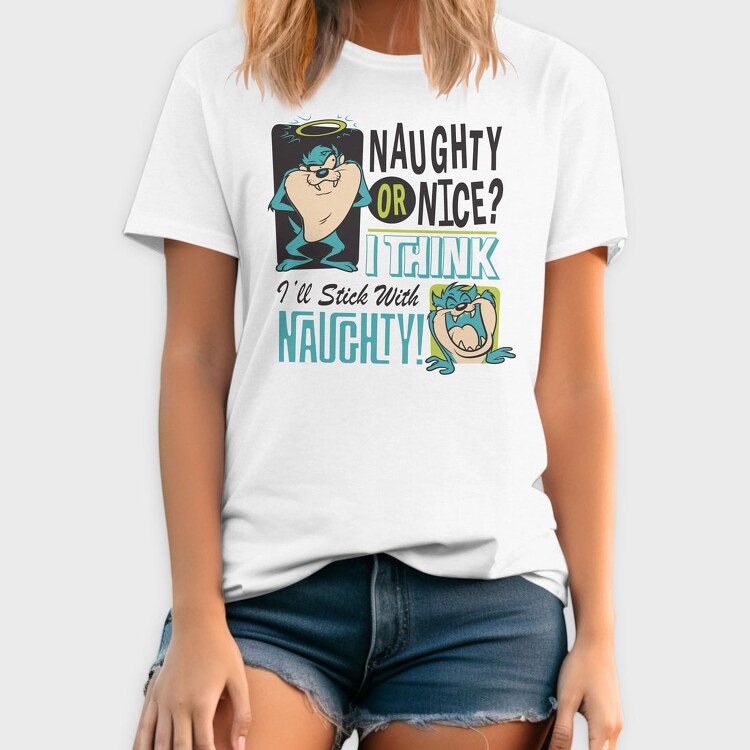 Tasmanian Devil Naughty or Nice, Tricou Barbati (Unisex)