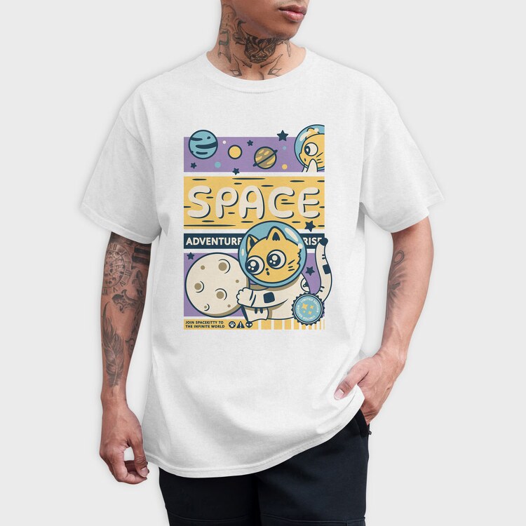 Space Adventure Cat, Tricou Barbati (Unisex)