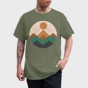 Geometric Retro Mountains, Tricou Barbati (Unisex)