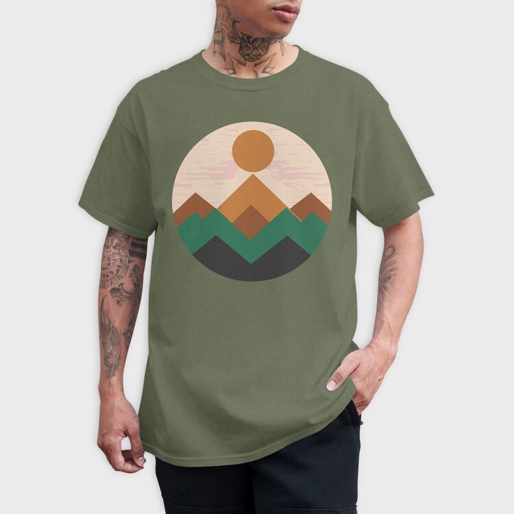 Geometric Retro Mountains, Tricou Barbati (Unisex)