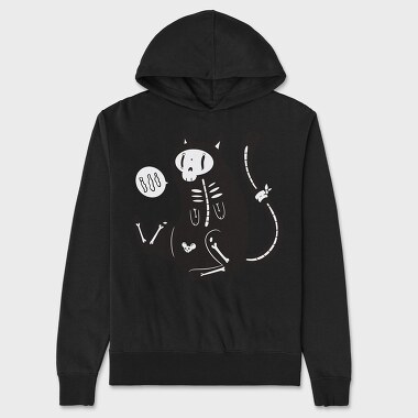 Skeleton Cat, Hanorac Oversize Barbati (Unisex)