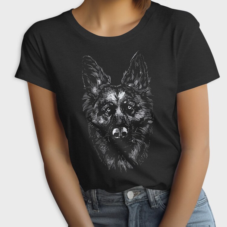German Shepherd Monochrome, Tricou Femei