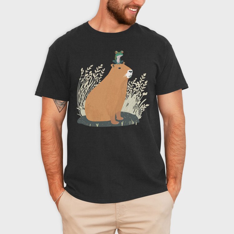 Capybara and Frog, Tricou Barbati (Unisex)