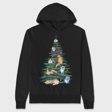 Christmas Tree Cats Realistic, Hanorac Oversize Barbati (Unisex)