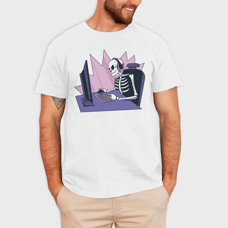 Skeleton Gamer, Tricou Barbati (Unisex)