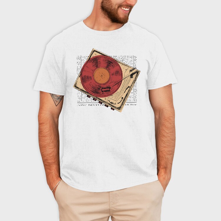 Vintage Turntable, Tricou Barbati (Unisex)