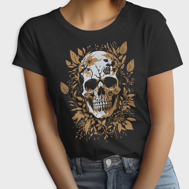 Skull Gold Leaves, Tricou Femei