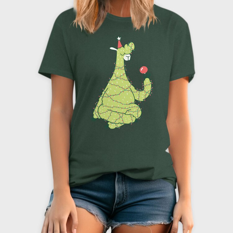 Christmas Tree Llama, Tricou Barbati (Unisex)
