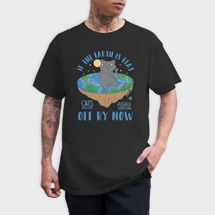 Bad Cat Flat Earth, Tricou Barbati (Unisex)