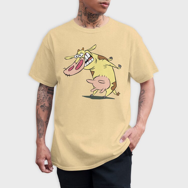 Cartoon Retro Cow and Chicken 1, Tricou Barbati (Unisex)