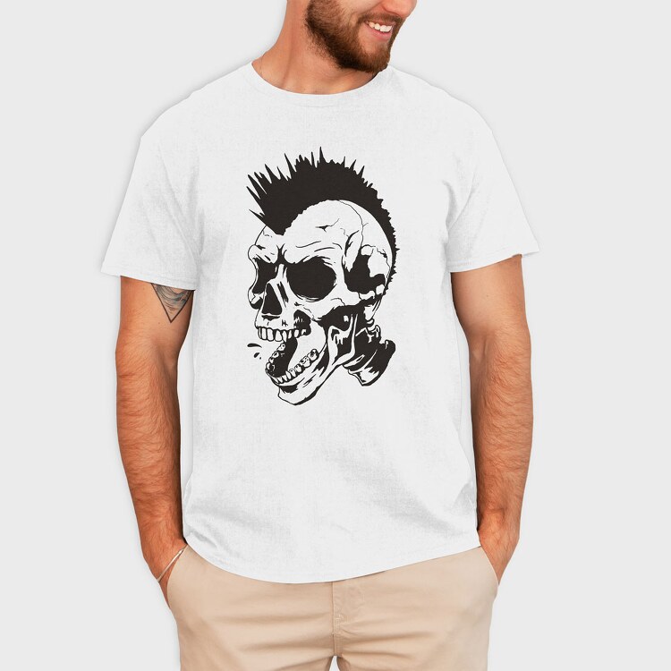 Skull Punk Mohawk, Tricou Barbati (Unisex)