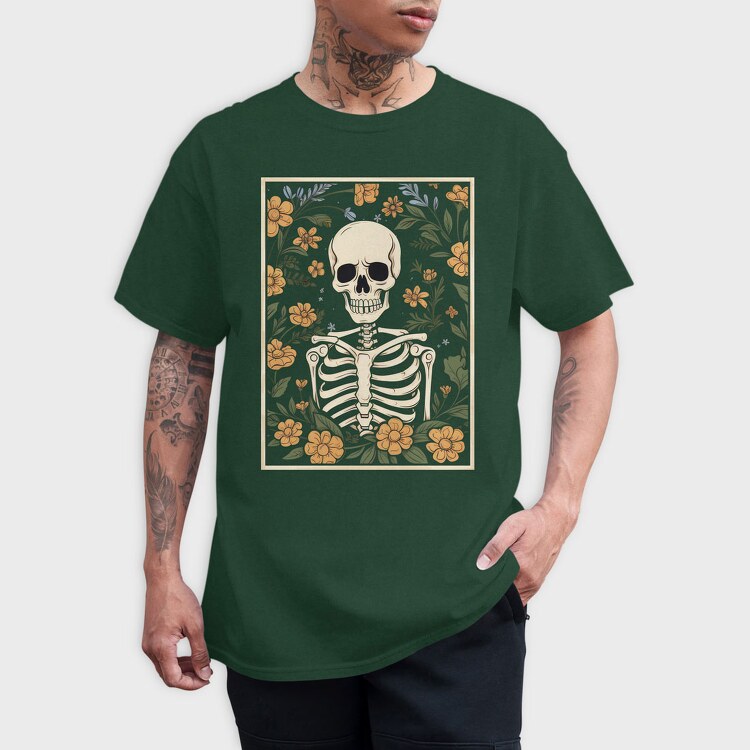 Floral Skeleton, Tricou Barbati (Unisex)