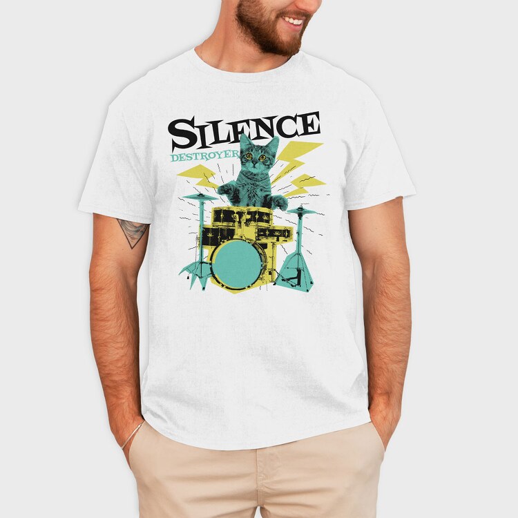 Cat Drummer 3, Tricou Barbati (Unisex)