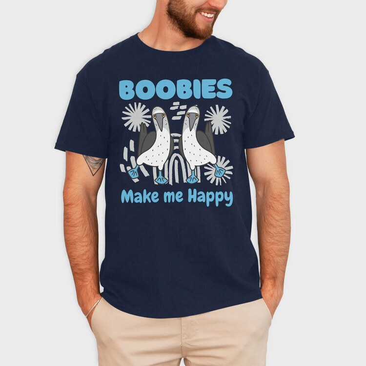 Boobies Make Me Happy, Tricou Barbati (Unisex)