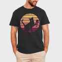 Cat With a Glass of Wine Retro Sunset, Tricou Barbati (Unisex)