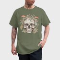 Skull With Mushrooms and Flowers, Tricou Barbati (Unisex)