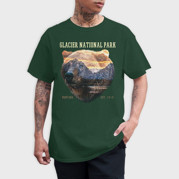 Glacier National Park Bear Lanscape, Tricou Barbati (Unisex)