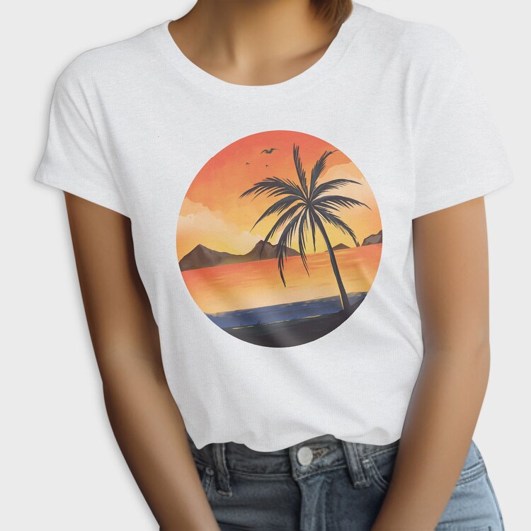 Beach Sunset Palm, Tricou Femei