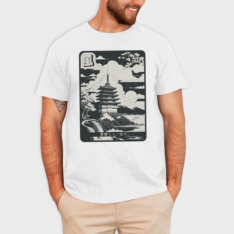 Japanese Temple, Tricou Barbati (Unisex)