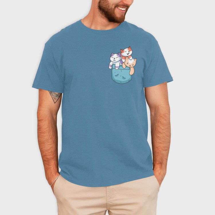 Colored Cats Pocket, Tricou Barbati (Unisex)
