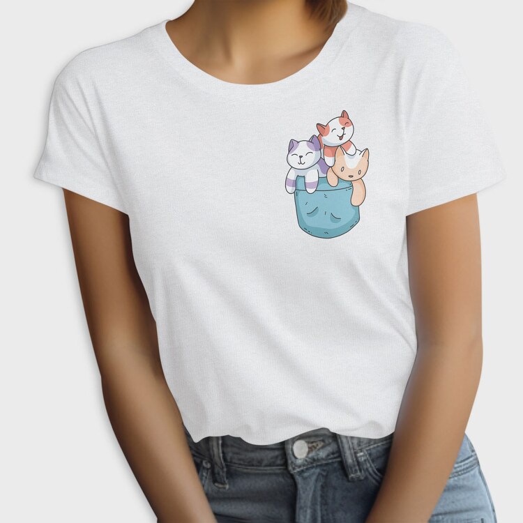 Colored Cats Pocket, Tricou Femei