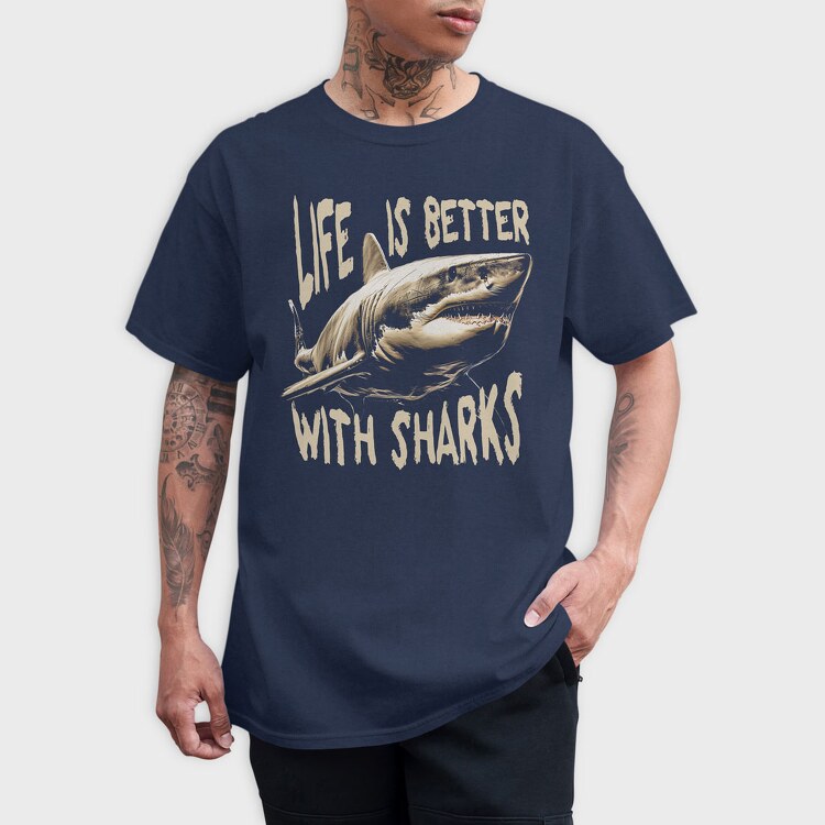 Life Is Better With Sharks, Tricou Barbati (Unisex)
