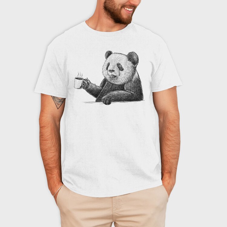 Coffee Panda Sketch, Tricou Barbati (Unisex)
