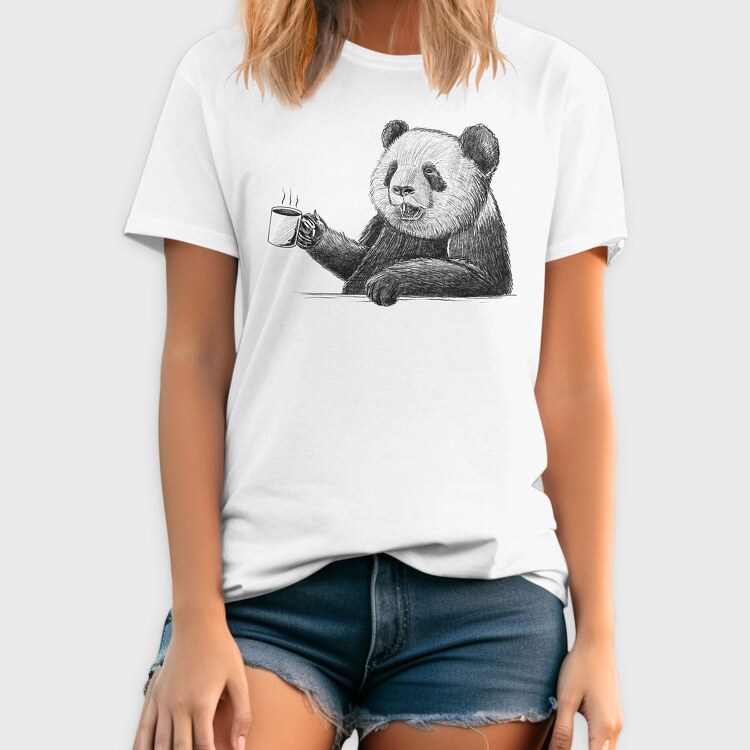 Coffee Panda Sketch, Tricou Barbati (Unisex)