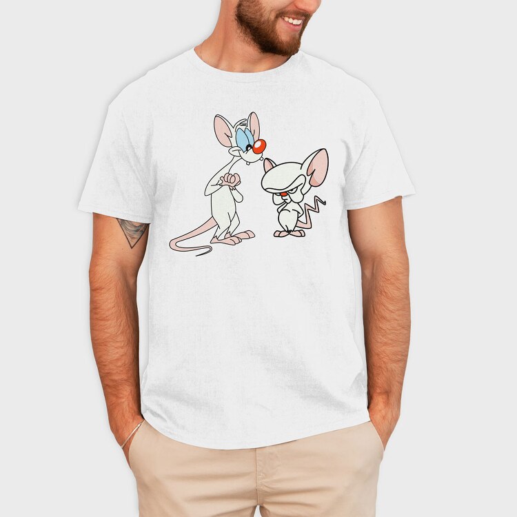 Cartoon Retro Pinky and Cerebro 3, Tricou Barbati (Unisex)