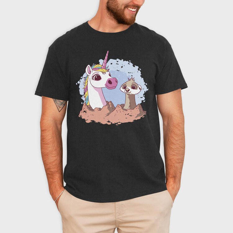Unicorn and Meerkat, Tricou Barbati (Unisex)