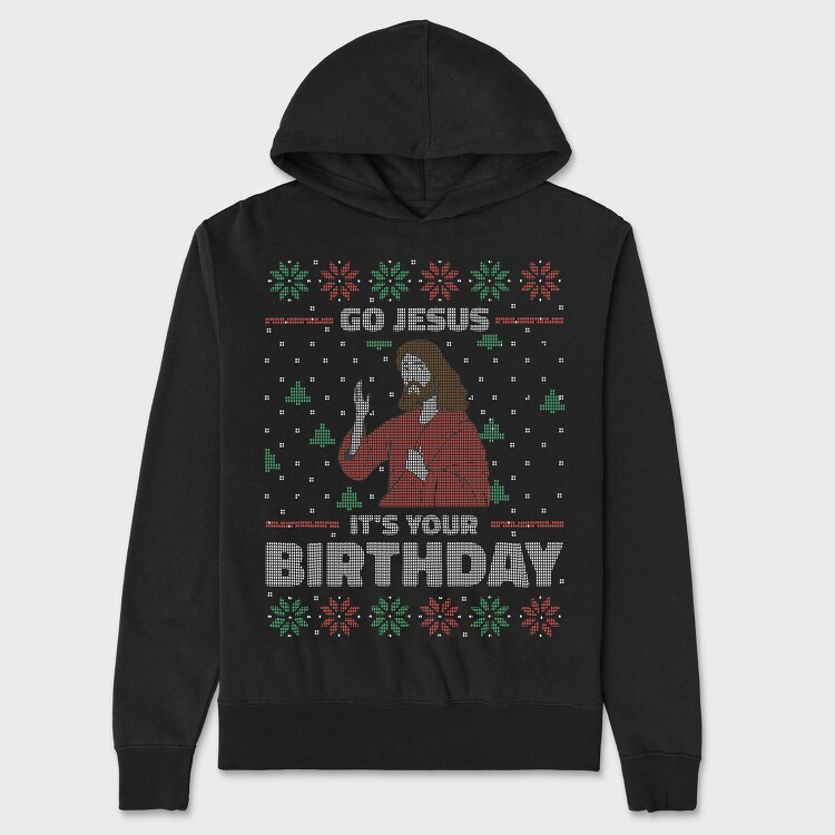 Jesus Birthday Uglysweater, Hanorac Oversize Barbati (Unisex)