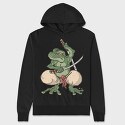 Samurai Frog Katana, Hanorac Oversize Barbati (Unisex)