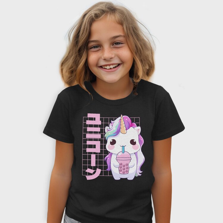 Unicorn Cute Boba Tea, Tricou Copii