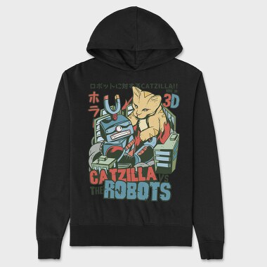 Catzilla vs Robot, Hanorac Oversize Barbati (Unisex)
