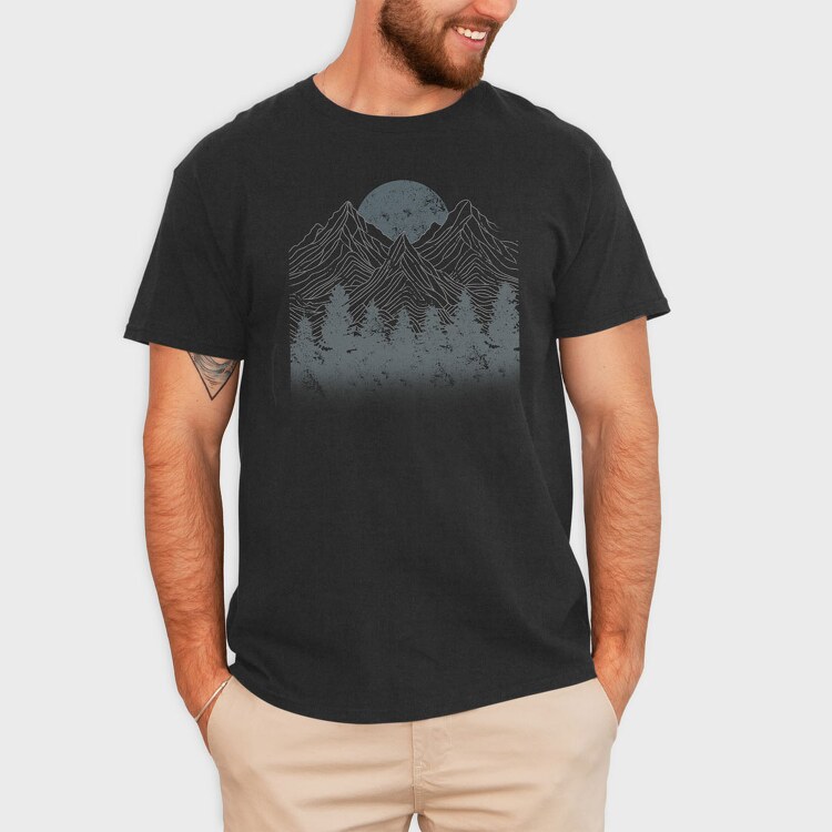 Lineal Mountains Pine Trees, Tricou Barbati (Unisex)
