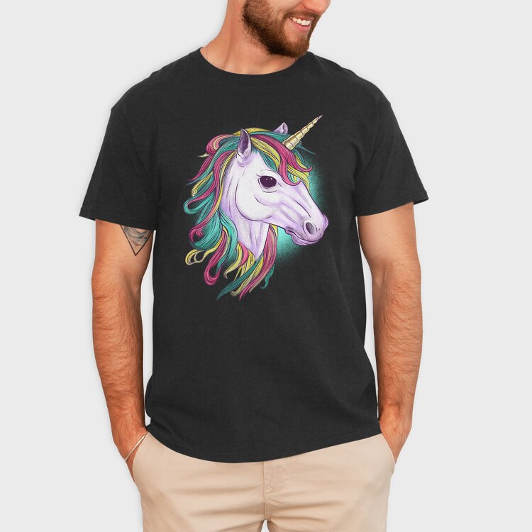 Unicorn Head Color, Tricou Barbati (Unisex)