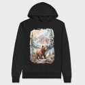 Bear Watercolor Forest, Hanorac Oversize Barbati (Unisex)